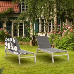 Blumfeldt Renazzo Lounge Ligstoel - Ligbed Voor De Tuin - Aluminium Tuinstoel - 6 Standen - Waterafstotend - Bekleding Van 70 % Pvc En 30 % Polyetheen - Grijs -Tuinmeubelen 1200x1200 892