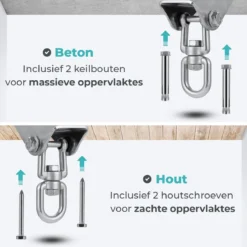 AVINT GOODS RVS Ophangsysteem Plafondhaak Bokszak – Schroefhaak & Ophanghaak Hangstoel – Muurhaak Binnen & Buiten - 550KG -Tuinmeubelen 1200x1200 904