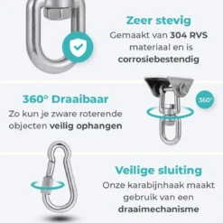 AVINT GOODS RVS Ophangsysteem Plafondhaak Bokszak – Schroefhaak & Ophanghaak Hangstoel – Muurhaak Binnen & Buiten - 550KG -Tuinmeubelen 1200x1200 905