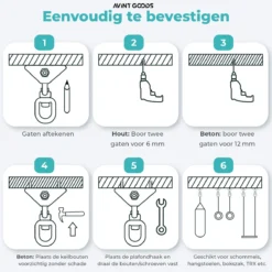 AVINT GOODS RVS Ophangsysteem Plafondhaak Bokszak – Schroefhaak & Ophanghaak Hangstoel – Muurhaak Binnen & Buiten - 550KG -Tuinmeubelen 1200x1200 909