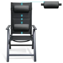 Casaria Tuinstoel Aluminium - 2 Stuks Inklapbaar - Antraciet -Tuinmeubelen 1200x1200 948