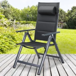 Casaria Tuinstoel Aluminium - 2 Stuks Inklapbaar - Antraciet -Tuinmeubelen 1200x1200 949