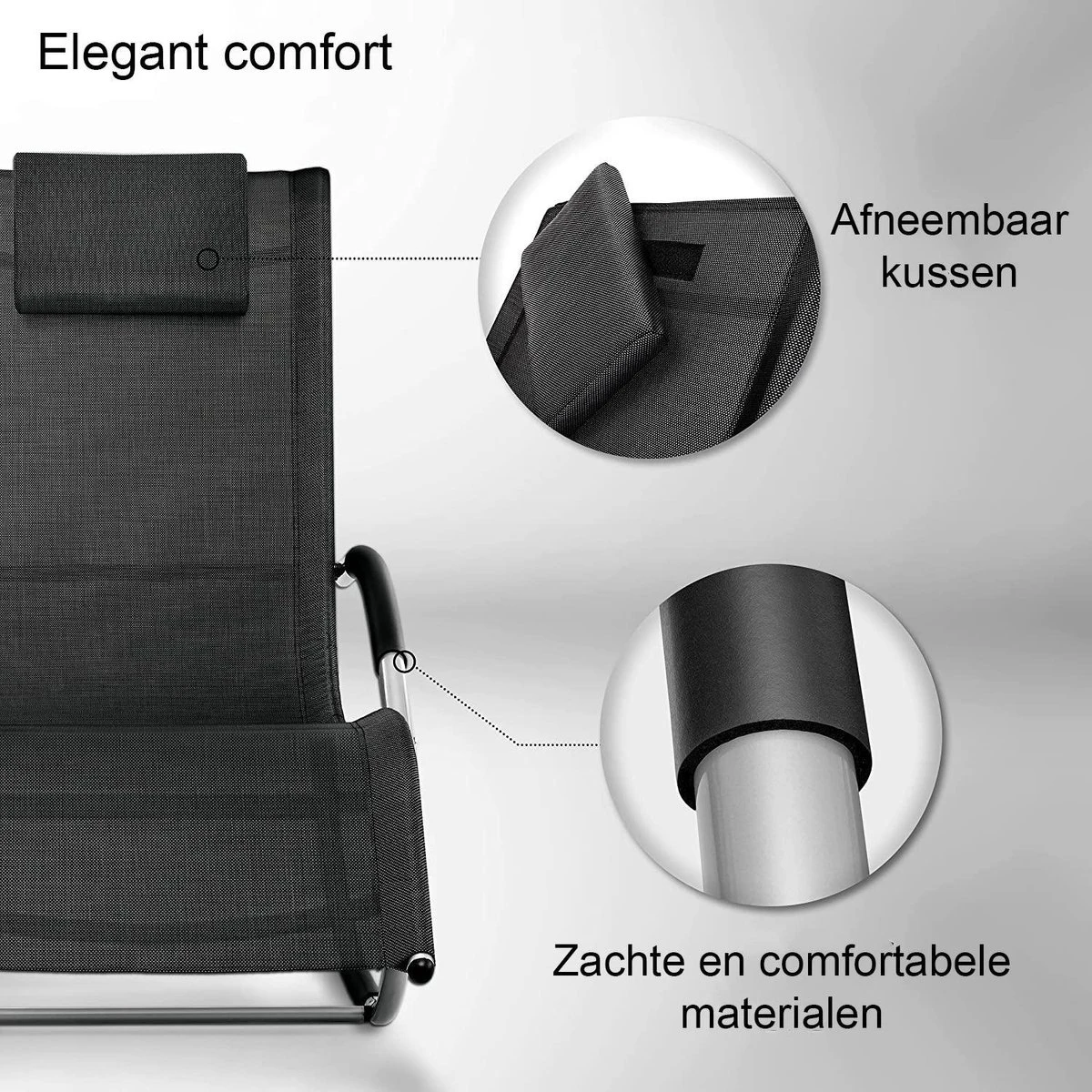 Sens Design Zonnebed - Ligbed - Weerbestendig - Zwart 2 Sens Design Zonnebed - Ligbed - Weerbestendig - Zwart - Afbeelding 2