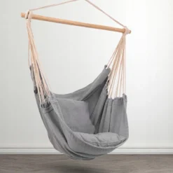 RENALUX Hangstoel Buiten En Binnen - Hangstoel Voor Binnen - Hangstoel Zonder Standaard - Hangstoel Cocoon - Gratis 2 Zachte Kussens - 150 KG - Grijs -Tuinmeubelen 1200x1200 99