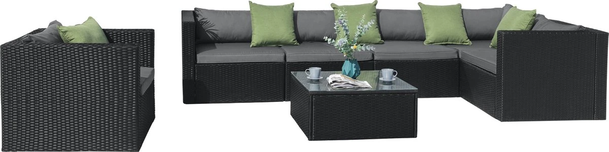 Intimo Garden Levanzo Loungeset – Zwart - 5 Tot 6 Persoons 2 Intimo Garden Levanzo Loungeset – Zwart - 5 Tot 6 Persoons - Afbeelding 2
