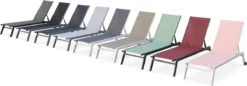 ELSA - Set Van 2 Ligstoelen Van Aluminium En Textileen, Ligbed Multipositioneel Met Wieltjes, Kleur Grijs/lichtgrijs -Tuinmeubelen 1200x418