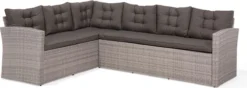 Beliani VITERBO - Loungeset Voor 8 - Grijs - PE Rotan -Tuinmeubelen 1200x429