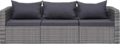 VidaXL 3-delige Loungeset Met Kussens Poly Rattan Grijs -Tuinmeubelen 1200x442 2