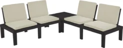 Pro Garden Tuinset Molok 5-delig Grijs Met Grijze Kussens, Voor 4 Personen. -Tuinmeubelen 1200x469