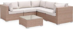 Alice's Garden Loungeset Napoli - 5 Plaatsen - Wicker - 6 Elementen - Beige/Beige -Tuinmeubelen 1200x479