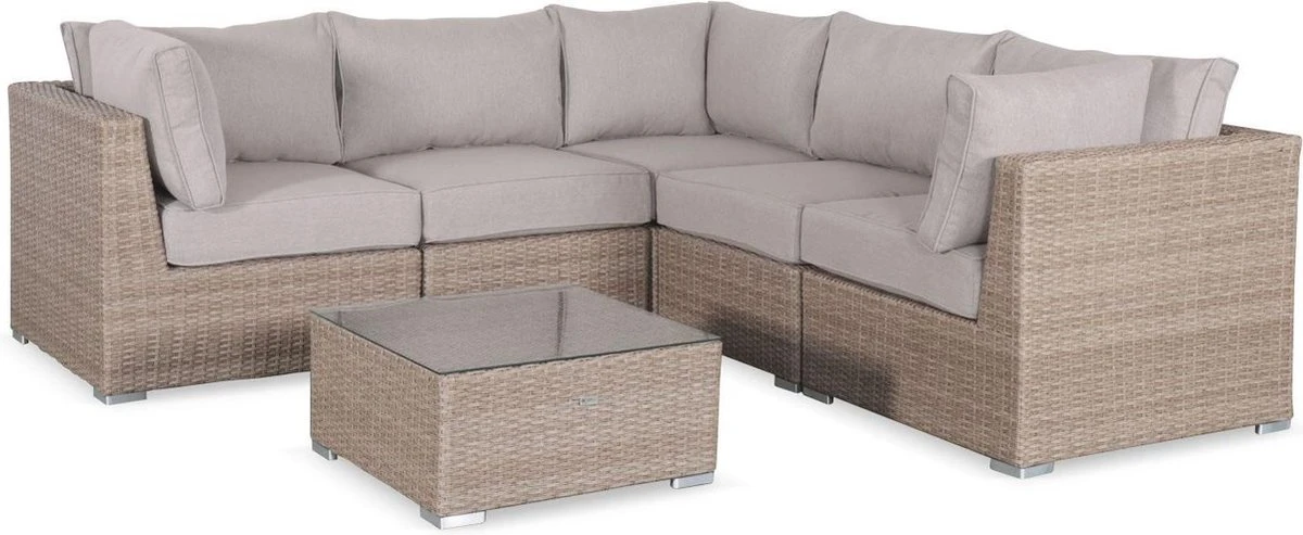 Premium Loungeset - VITTORIA - Rond Wicker– 5 Plaatsen, Naturel/beige 1 Premium Loungeset - VITTORIA - Rond Wicker– 5 Plaatsen, Naturel/beige