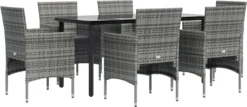 VidaXL 7-delige Tuinset Met Kussens Grijs En Zwart -Tuinmeubelen 1200x520