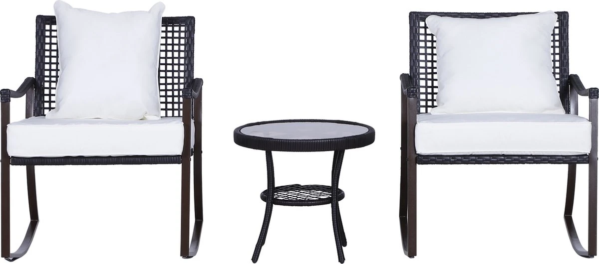 Outsunny Tuinset 7-delig Schommelstoel Set Zitgroep Met Kussens Rotan Bruin 863-030 4 Outsunny Tuinset 7-delig Schommelstoel Set Zitgroep Met Kussens Rotan Bruin 863-030 - Afbeelding 4