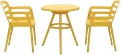 Garden Impressions Mira 3-delige Balkonset - Faria Tuintafel Ø 60 Cm - Okergeel