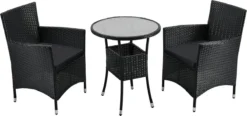 Polyrotan Balkonset - Bayamo - 3-delig - Zwart