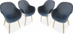 Alice's Garden Kuipstoelen CELEBES - Set Van 4 - Acacia En Kunststof - Grijs