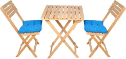 SiRaC - Houten Tuinset - Balkonset - 3-delig - Met Paarse Kussens - Natuurlijke Hout - Balkon Meubelen - 2 Persoons Balkonset - Twee Stoelen En Bijzettafel - Hout -Tuinmeubelen 1200x565