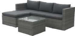 MaxxGarden Loungeset – Rattan Hoekset - 4 Persoons - Incl. Salontafel - Grijs