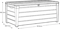 Keter Brushwood Opbergbox - Kussenbox - 455L - 145x69,7x60,3cm - Taupe 8 Keter Brushwood Opbergbox - Kussenbox - 455L - 145x69,7x60,3cm - Taupe -Tuinmeubelen 1200x581
