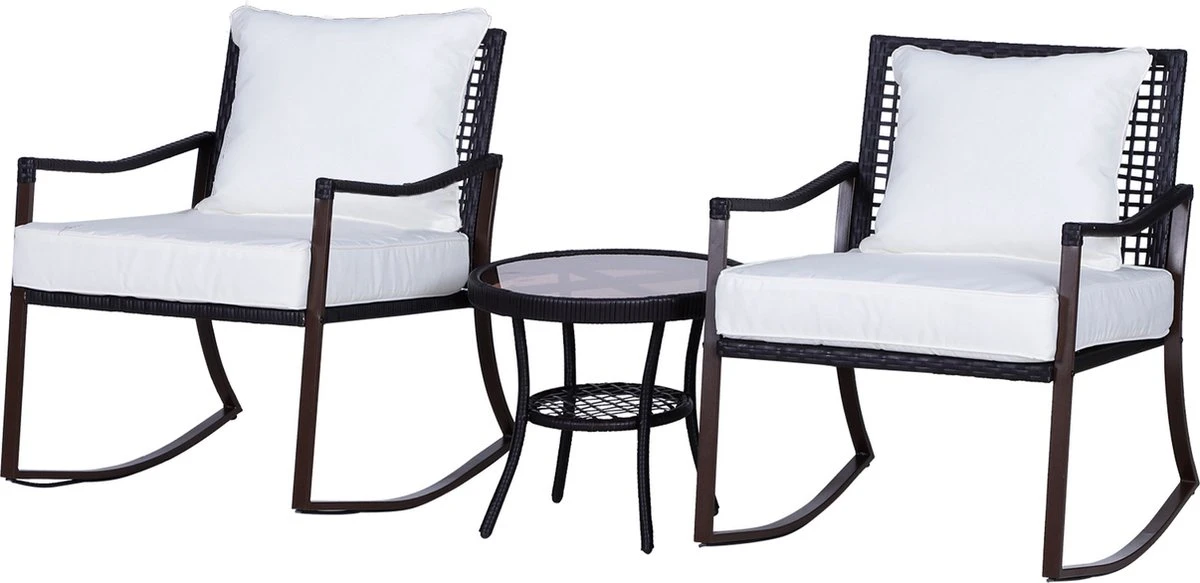 Outsunny Tuinset 7-delig Schommelstoel Set Zitgroep Met Kussens Rotan Bruin 863-030 11 Outsunny Tuinset 7-delig Schommelstoel Set Zitgroep Met Kussens Rotan Bruin 863-030 - Afbeelding 11