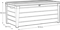 Keter Brightwood Opbergbox - 455L - 145x69,7x60,3 Cm - Grafiet -Tuinmeubelen 1200x598