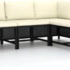 VidaXL 4-delige Loungeset Met Kussens Poly Rattan Zwart