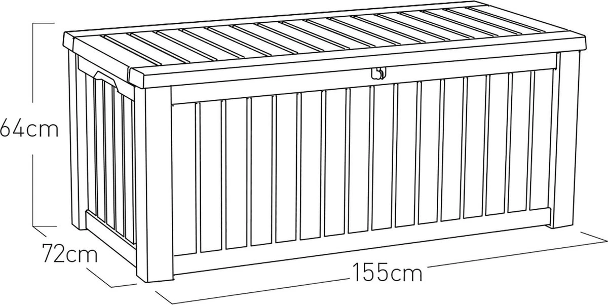 Keter Rockwood Opbergbox - 570L - 155x72,4x64,4cm - Grafiet 12 Keter Rockwood Opbergbox - 570L - 155x72,4x64,4cm - Grafiet - Afbeelding 12