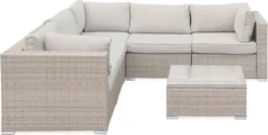 Alice's Garden Loungeset Napoli - 5 Plaatsen - Wicker - 6 Elementen - Beige/Beige -Tuinmeubelen 1200x609