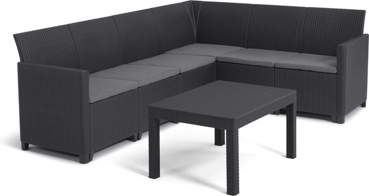 Keter Marie Hoek Loungeset Met Orlando Tafel - 6 Personen - Antraciet 1 Keter Marie Hoek Loungeset Met Orlando Tafel - 6 Personen - Antraciet