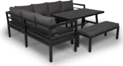 Merkloos Rocco | Loungeset Hoekset Tuinset | Aluminium| Hoekbank, Tuinbank, Tuintafel | 8 Zitplaatsen -Tuinmeubelen 1200x641