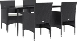 VidaXL 5-delige Tuinset Met Kussens Zwart -Tuinmeubelen 1200x642