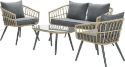 Garden Impressions Franklin Loungeset 4-delig - Wicker - Carbon Black/mystic Grey -Tuinmeubelen 1200x646