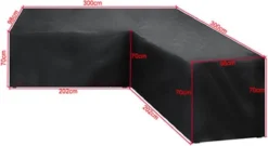 BOTC Tuinbank Beschermhoes - Beschermhoes Voor Hoekbank - Premium Tuinbank Beschermhoes - L-vorm - 300/98 X 300/98 X 70cm - Zwart -Tuinmeubelen 1200x655 1