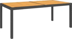 VidaXL Tuintafel 150x90x75 Cm Poly Rattan En Acaciahout Zwart -Tuinmeubelen 1200x656 3