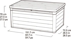 Keter Denali Opbergbox - 570L - 151,7x72,5x70cm - Grijs -Tuinmeubelen 1200x668