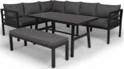 Merkloos Rocco | Loungeset Hoekset Tuinset | Aluminium| Hoekbank, Tuinbank, Tuintafel | 8 Zitplaatsen