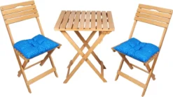 SiRaC - Houten Tuinset - Balkonset - 3-delig - Met Paarse Kussens - Natuurlijke Hout - Balkon Meubelen - 2 Persoons Balkonset - Twee Stoelen En Bijzettafel - Hout