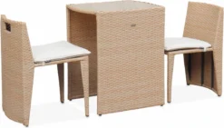 Alice's Garden Balkonset Doppio - 2 Stoelen - Inschuifbaar - Wicker - Beige -Tuinmeubelen 1200x686