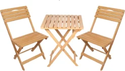 SiRaC - Houten Tuinset - Balkonset - 3-delig - Met Paarse Kussens - Natuurlijke Hout - Balkon Meubelen - 2 Persoons Balkonset - Twee Stoelen En Bijzettafel - Hout -Tuinmeubelen 1200x691