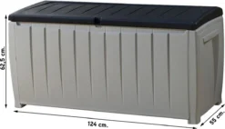 Keter Novel Opbergbox - 340L - 124x55x62.5cm - Grijs -Tuinmeubelen 1200x692