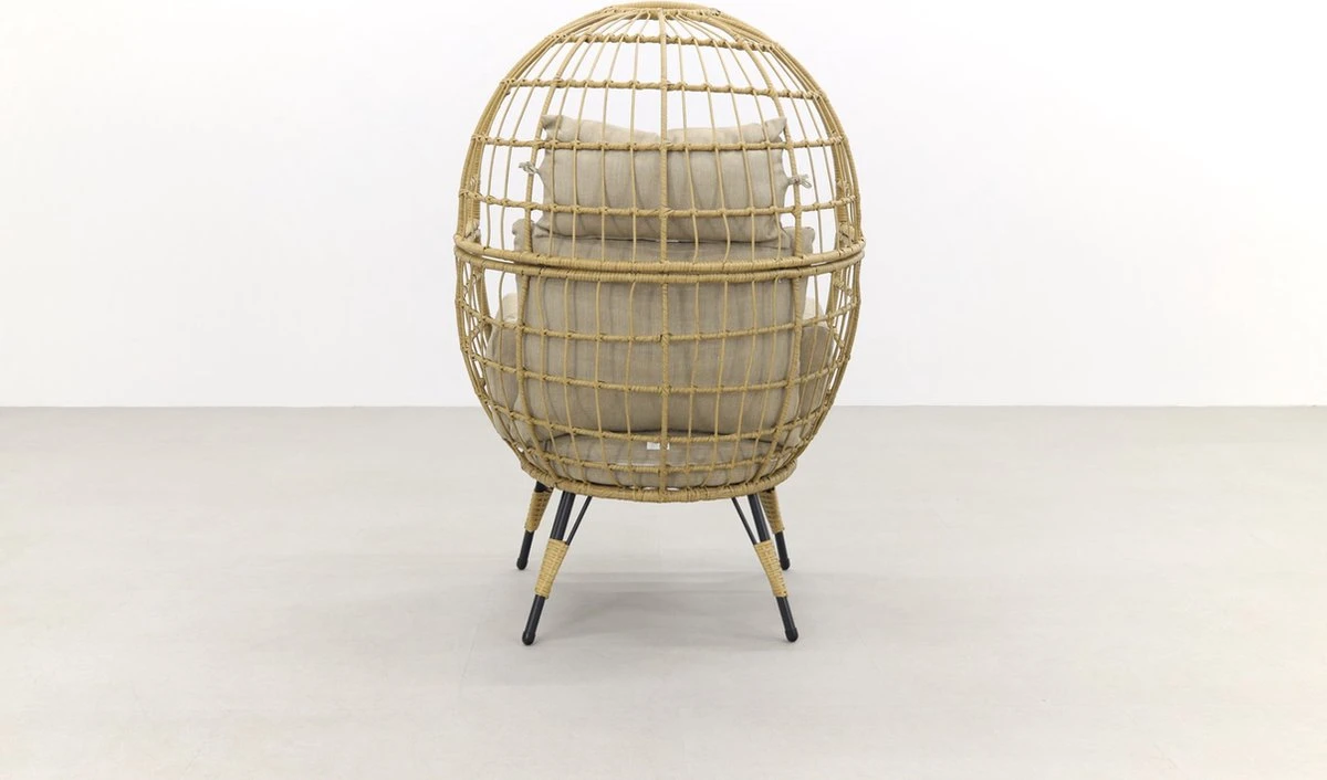 Lola Egg Relaxstoel - Natural Sand - Mand Stoel 9 Lola Egg Relaxstoel - Natural Sand - Mand Stoel - Afbeelding 9