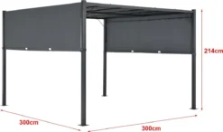 Pergola Fortaleza Tuinpaviljoen Met LED Verlichting 3x3 M Donkergrijs -Tuinmeubelen 1200x710