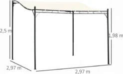 Outsunny Pergola Partytent Paviljoen Overkapping Tent Metaal Crème 297x297 Cm 84C-038 -Tuinmeubelen 1200x717 1