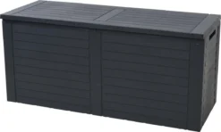 KOOPMAN Kussenbox - Tuinkist - Opslagbox - 240 Liter - Met Verzonken Handgrepen - 115x45x53CM - Zwart -Tuinmeubelen 1200x721 1