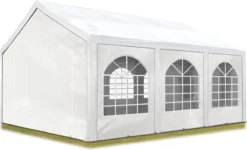 Hoogwaardige Partytent 3x6 M Van 240 G/m² PE Zeil Tuintent Feesttent Waterdicht In Wit