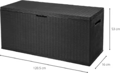 Verrijdbare Tuinkussen Opbergbox - Rattan Look - Zwart - 350 Liter -Tuinmeubelen 1200x733 5