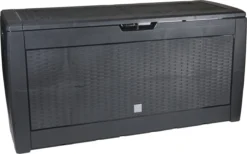 Opbergbox 310L UV-Bestendig Weerbestendig Wielen Tuinbox Rotan-look Antraciet