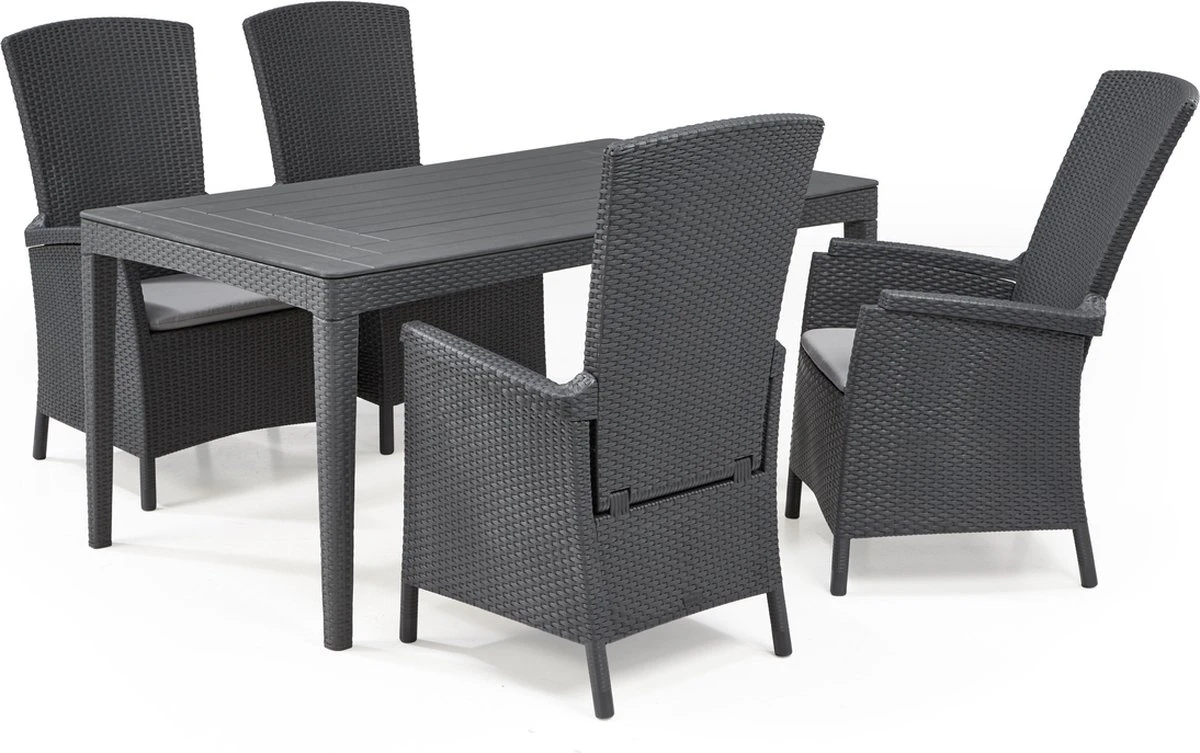 Allibert Vermont Verstelbare Tuinstoel - 64x68x107cm - Grafiet 6 Allibert Vermont Verstelbare Tuinstoel - 64x68x107cm - Grafiet - Afbeelding 6