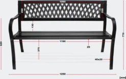 Tuinbank - Marijke -Tuinbankje - Tuinbank Metaal - Tuinbank Hout - Weersbestendig - 126 X 53 X 77 Cm -Tuinmeubelen 1200x759 3