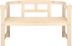 Merkloos Springos Tuinbank | Tuinbankje | Zitbank Buiten | Naaldhout | 119 X 78 X 45 Cm | Licht